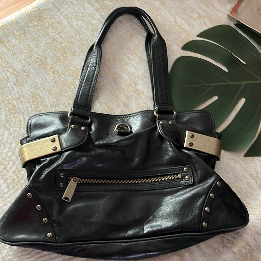 Black leather bag